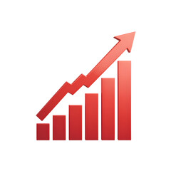 Growth chart with upward trend 3d rendered isolated on transparent background