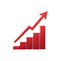 Growth chart with upward trend isolated on transparent background