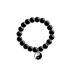 Obraz premium Beaded Bracelet with Charm Jewelry Accessory Minimal Silhouette Vector Illustration