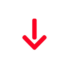 Red download arrow icon isolated on transparent background