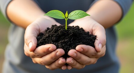 hands holding a plant