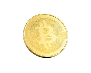 Close up Shot of Golden Cryptocurrency Coin Illustrating the Decentralized Digital Currency