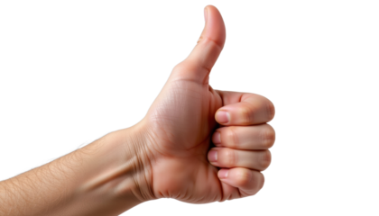 Hand Showing a Thumbs Up Gesture Studio Setting Photography Light Background Close-Up Positive Emotion