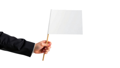 Business Event Hand Holding a Blank Flag Studio Environment Focused Viewpoint Creative Concept for Marketing