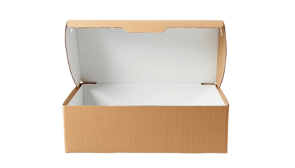 Unboxing Excitement Open Empty Brown Cardboard Box Indoor Setting Still Life Photography Minimalist View