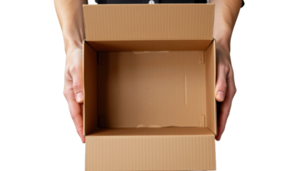 Hands Holding an Empty Cardboard Box Indoor Setting Still Life Home Environment Close-Up View Minimalist Concept
