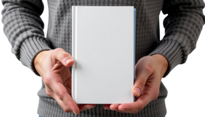 Hands Holding a Blank Book Indoors Photography Minimalistic Close-up View Creative Concept for Inspiration