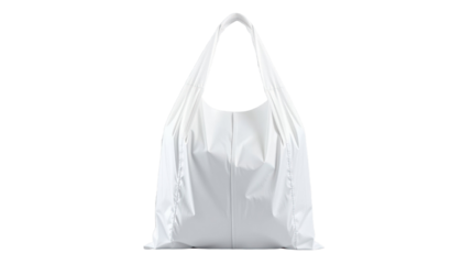 Elegant White Wrinkled Plastic Tote Bag Modern Accessories Studio Background Minimalist Style Fashion Concept