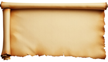 Vintage Blank Unrolled Scroll Ancient Setting Paper Artifact Natural Lighting Close-Up Perspective Historical Concept