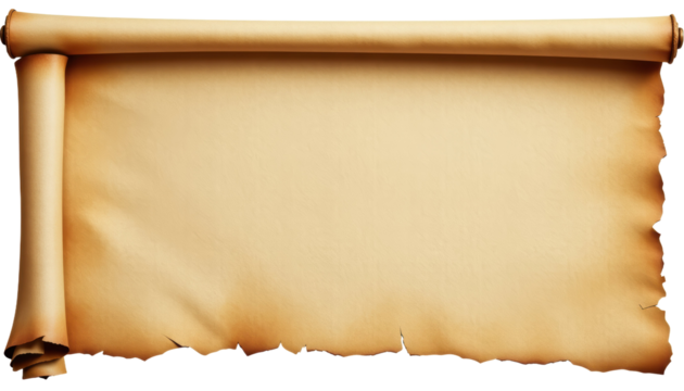 Vintage Blank Unrolled Scroll Ancient Setting Paper Artifact Natural Lighting Close-Up Perspective Historical Concept