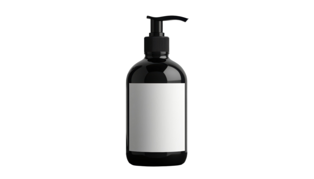 Pump Dispenser Bottle Bathroom Shelf Product Photography Minimalist Design Close-Up Modern Aesthetics