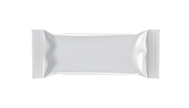 Blank White Wrapper Displaying Versatile Packaging for Food Products in Clean Studio Environment