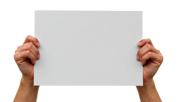 Hands Holding a Blank Paper Studio Setting Creative Content Minimalist Environment Direct View Blank Canvas Concept