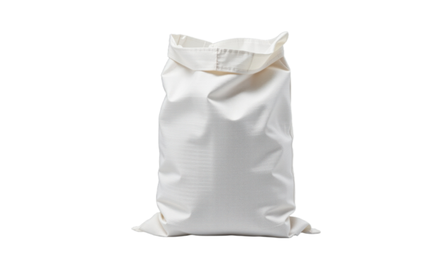 White Woven Polypropylene Bag Studio Setting Product Photography Minimalist Environment Close-Up Perspective