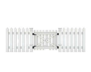 Charming White Picket Fence Gate Isolated, Conveying Privacy and Security for Home