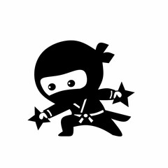 Ninja icon. Simple black ninja logo vector illustration design
