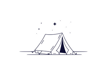 Simple Camping Scene Under the Stars A Minimalist Artistic Depiction of Outdoor Adventure and Tranquility