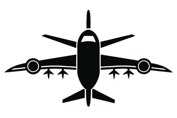 Silhouette of Military Jet Fighter Aircraft with Wingtip Missiles Viewed From Above