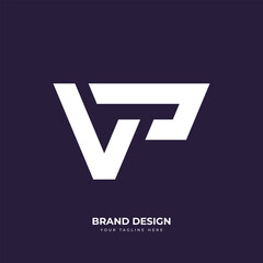 Letter VP Modern Typography Initial Logo