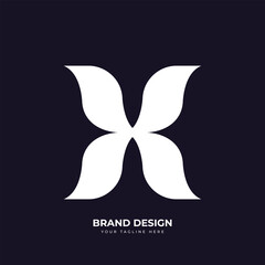 Letter X Modern Butterfly Shape Monogram Logo