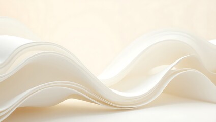 Elegant flowing white satin ribbon with soft lighting and gentle curves