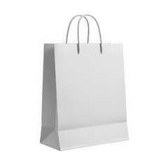Plain white paper shopping bag isolated on transparent background