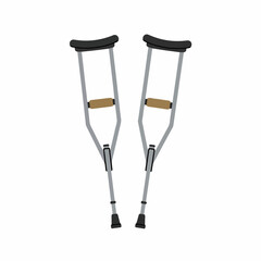 Simple Flat Style Pair of Crutches Mobility Aid Medical Illustration