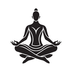 Minimalist Meditation Pose Relaxation Silhouette Vector