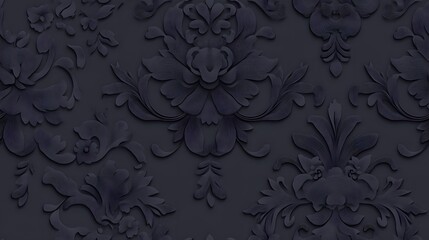 Elegant dark gray floral bas-relief pattern with intricate scrollwork.