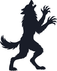 Black werewolf howling at the moon a striking silhouette on transparent background