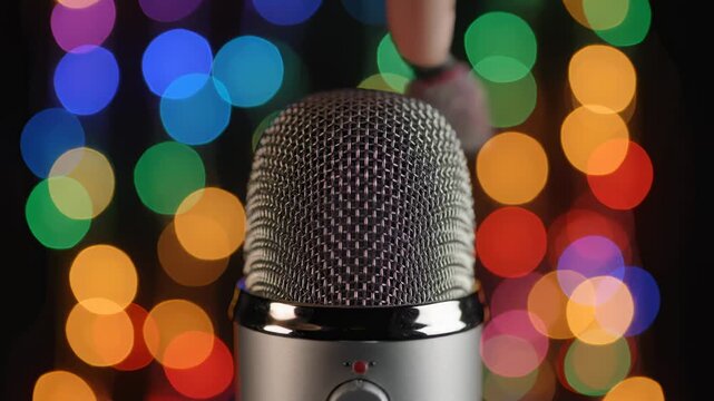 retro microphone on a red background