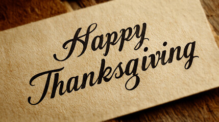 Minimalistic "Happy Thanksgiving" caption on a simple clean background, modern and elegant design with blank space for text or messaging.