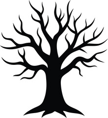 Creepy tree silhouette vector art illustration
