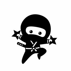 Ninja icon. Simple black ninja logo vector illustration design