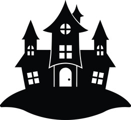 Haunted house silhouette vector art illustration
