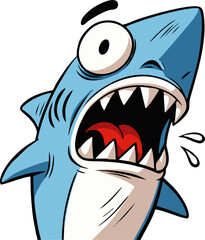 Funny Cartoon Shark with Surprised Expression