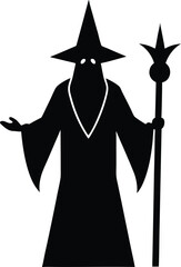 Wizard silhouette vector art illustration