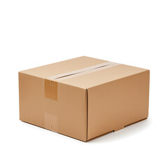 Sealed Cardboard Box Isolated on White Delivery, Package, Transportation, Shipping Concept