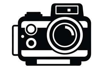 Isolated Black and White Camera Vector Image for Creative Photography Designs and Graphics
