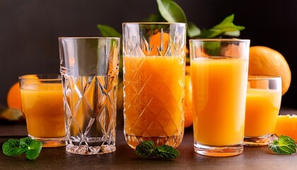 Assortment Of Orange Juice Glasses