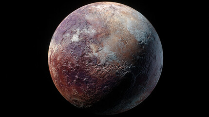 Realistic depiction of planet Pluto in the solar system, floating in deep space with detailed surface textures and distant stars in the background, ideal for astronomy and space projects.