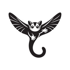 Symmetrical Sugar Glider Flying Logo Silhouette Vector