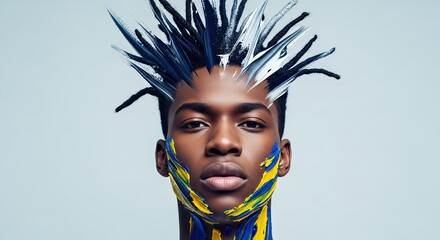 Vibrant Face Paint Art and Unique Hairstyle Photography