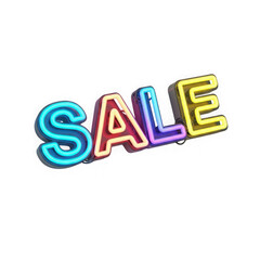 Neon sale sign isolated on transparent background