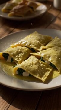 Ravioli mit Ricotta und Spinat