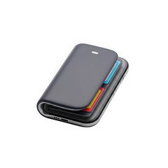 Smartphone wallet case with cards isolated on transparent background