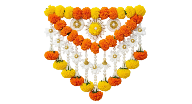 Marigold flower, Marigold toran. Marigold. isolated on a white Background