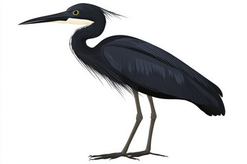 Obraz premium Black heron standing isolated on white background