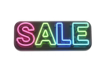 Neon sale sign isolated on transparent background