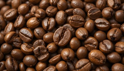 Golden Roasted Coffee Bean Macro Close-up with Rich Texture